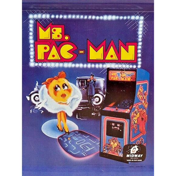 Ms. Pac-Man Midway Metal Lap Tray Vintage 1980's-Exceptional Condition-RARE! - Picture 2 of 7